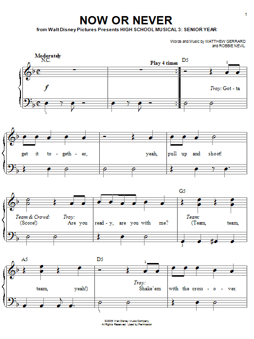 Learn to play High School Musical 3 Now Or Never sheet music for Piano Duet in minutes. High School Musical 3 Now Or Never sheet music preview music notes and score for Piano Duet including 10 page(s)