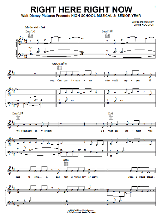 Learn to play High School Musical 3 Right Here Right Now sheet music for Piano Duet in minutes. High School Musical 3 Right Here Right Now sheet music preview music notes and score for Piano Duet including 8 page(s)