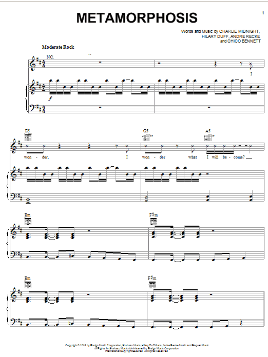 Learn to play Hilary Duff Metamorphosis sheet music for Piano, Vocal & Guitar (Right-Hand Melody) in minutes. Hilary Duff Metamorphosis sheet music preview music notes and score for Piano, Vocal & Guitar (Right-Hand Melody) including 8 page(s)