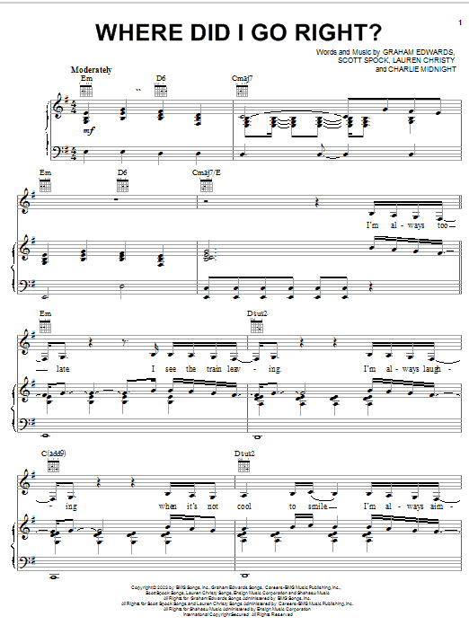 Learn to play Hilary Duff Where Did I Go Right? sheet music for Piano, Vocal & Guitar (Right-Hand Melody) in minutes. Hilary Duff Where Did I Go Right? sheet music preview music notes and score for Piano, Vocal & Guitar (Right-Hand Melody) including 7 page(s)