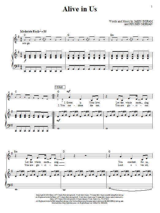 Learn to play Hillsong United Alive In Us sheet music for Piano, Vocal & Guitar (Right-Hand Melody) in minutes. Hillsong United Alive In Us sheet music preview music notes and score for Piano, Vocal & Guitar (Right-Hand Melody) including 5 page(s)