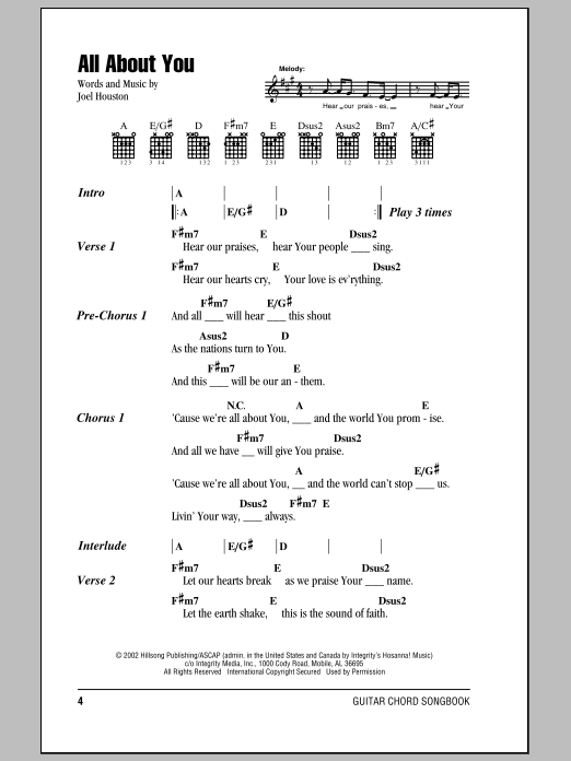Learn to play Hillsong United All About You sheet music for Lyrics & Chords in minutes. Hillsong United All About You sheet music notes and chords