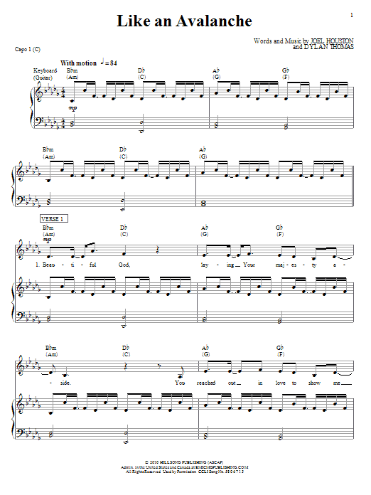 Learn to play Hillsong United Like An Avalanche sheet music for Piano, Vocal & Guitar (Right-Hand Melody) in minutes. Hillsong United Like An Avalanche sheet music notes and chords