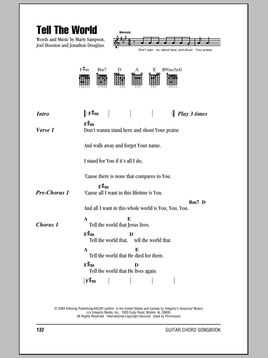 Learn to play Hillsong United Tell The World sheet music for Easy Guitar Tab in minutes. Hillsong United Tell The World sheet music notes and chords