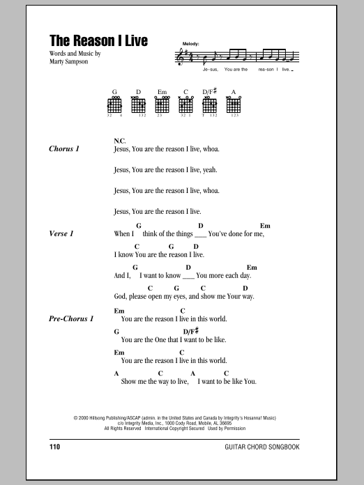 Learn to play Hillsong United The Reason I Live sheet music for Lyrics & Chords in minutes. Hillsong United The Reason I Live sheet music notes and chords