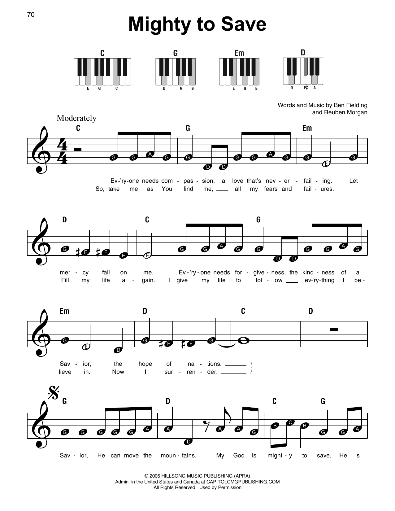 Learn to play Hillsong Worship Mighty To Save sheet music for Super Easy Piano in minutes. Hillsong Worship Mighty To Save sheet music preview music notes and score for Super Easy Piano including 2 page(s)