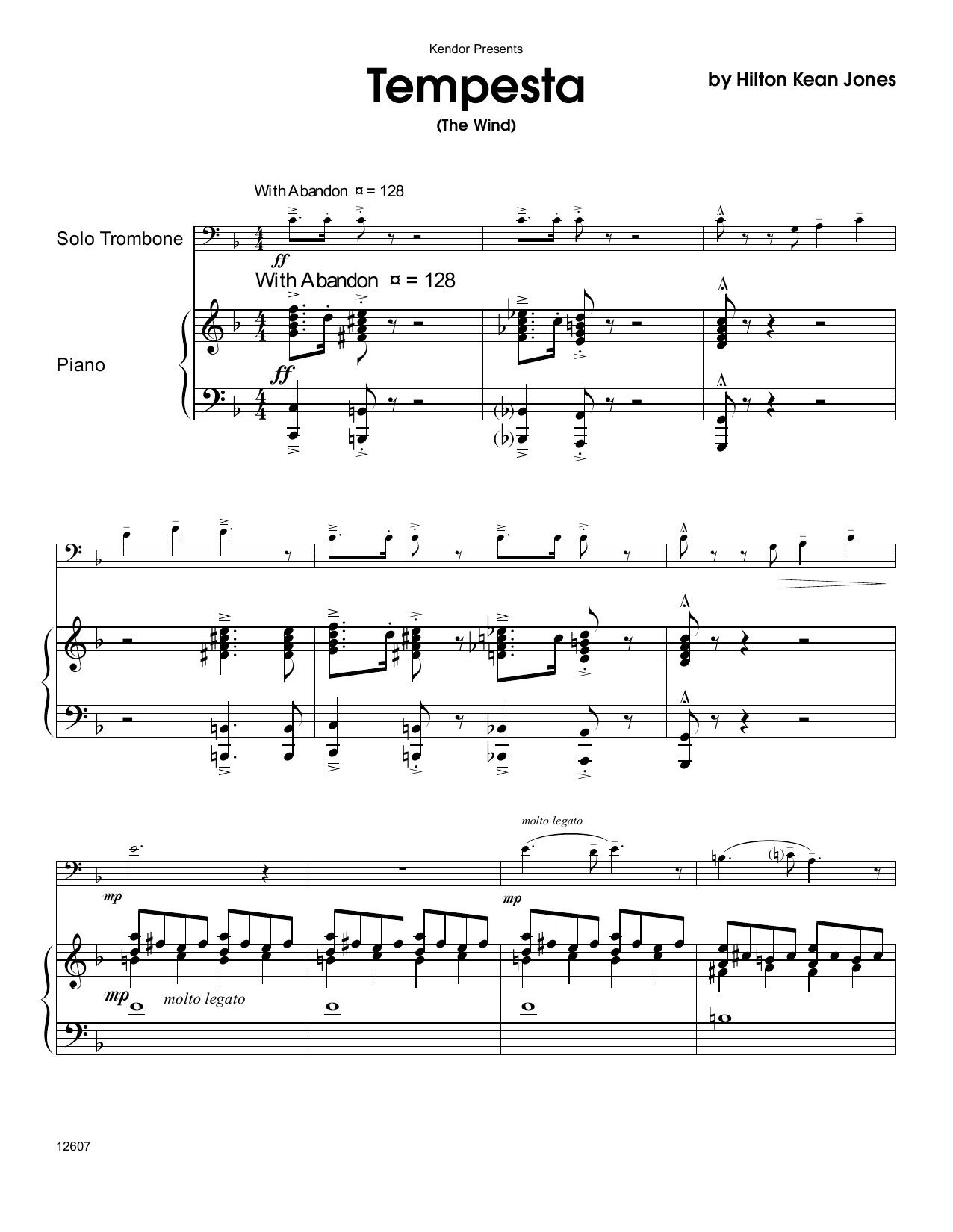 Hilton Kean Jones Tempesta (The Wind) - Piano Accompaniment sheet music preview music notes and score for Brass Solo including 7 page(s)