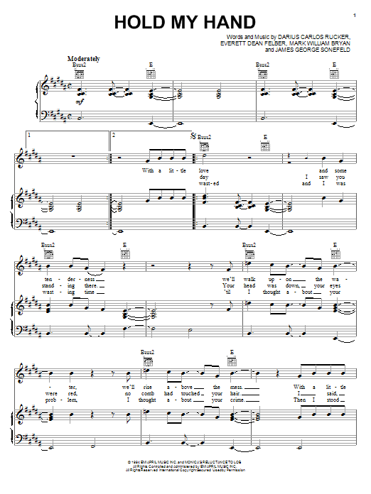 Learn to play Hootie & The Blowfish Hold My Hand sheet music for Guitar Tab in minutes. Hootie & The Blowfish Hold My Hand sheet music notes and chords