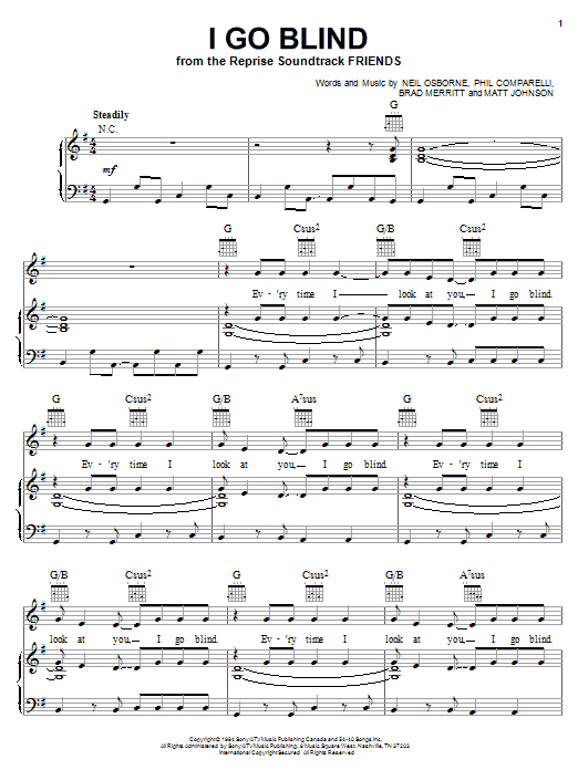 Learn to play Hootie & The Blowfish I Go Blind sheet music for Piano, Vocal & Guitar (Right-Hand Melody) in minutes. Hootie & The Blowfish I Go Blind sheet music notes and chords