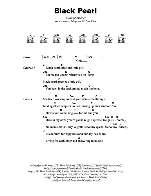 Horace Faith Black Pearl sheet music preview music notes and score for Lyrics & Chords including 2 page(s)