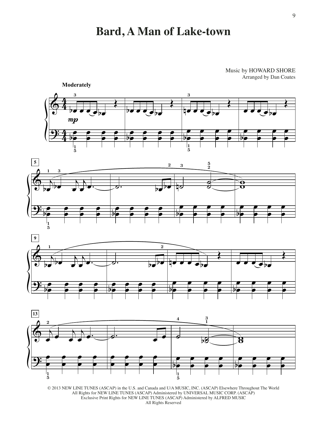 Howard Shore Bard, A Man Of Lake-Town (from The Hobbit) (arr. Dan Coates) sheet music, chords, lyrics - Printable PDF for Easy Piano