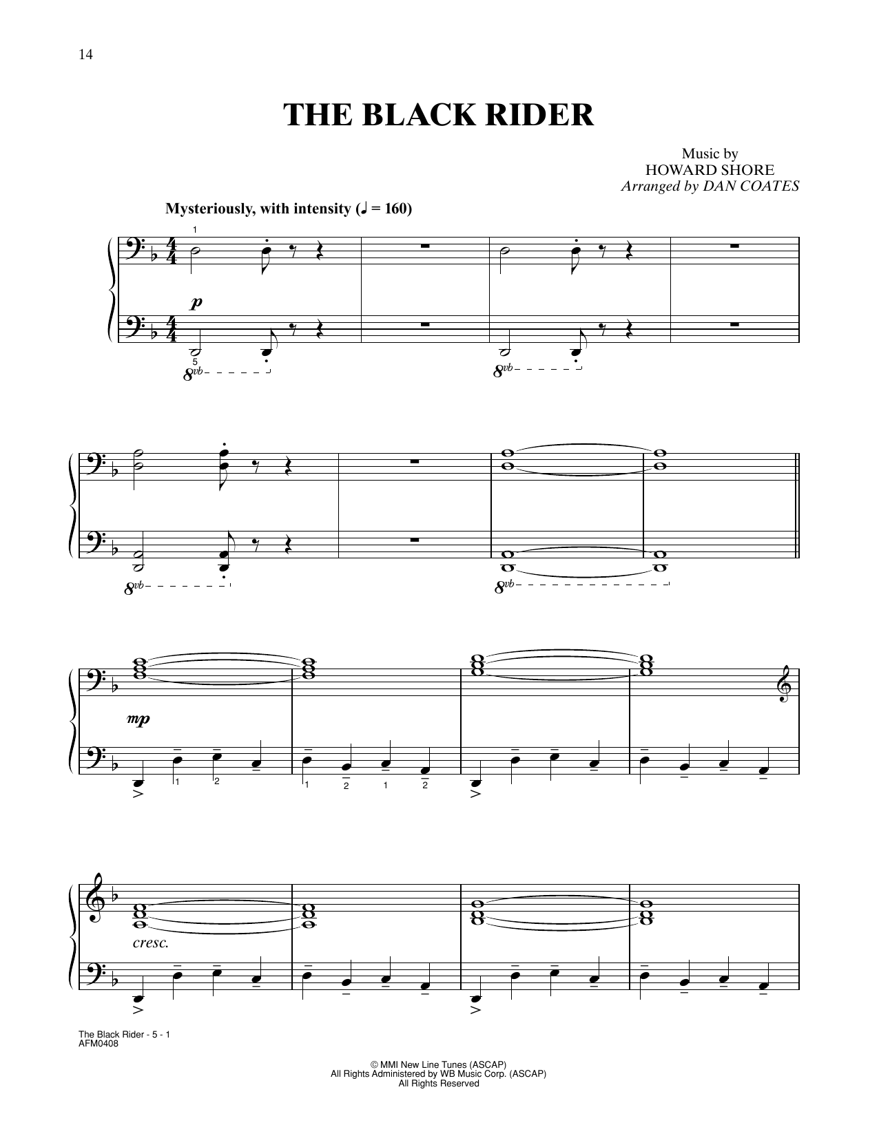 Howard Shore The Black Rider (from The Lord Of The Rings: The Fellowship Of The Ring) (arr. Dan Coates) sheet music, chords, lyrics - Printable PDF for Easy Piano