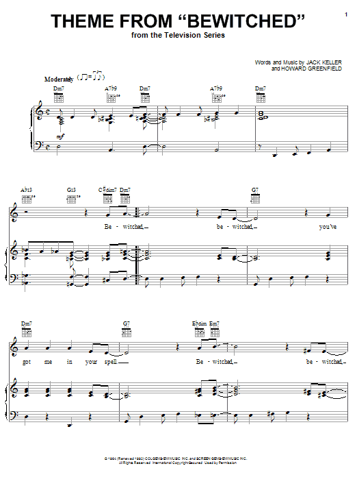 Learn to play Howard Greenfield Theme from Bewitched sheet music for Piano, Vocal & Guitar (Right-Hand Melody) in minutes. Howard Greenfield Theme from Bewitched sheet music notes and chords