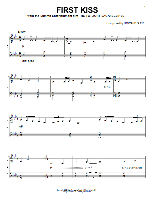 Learn to play Howard Shore First Kiss sheet music for Piano in minutes. Howard Shore First Kiss sheet music notes and chords
