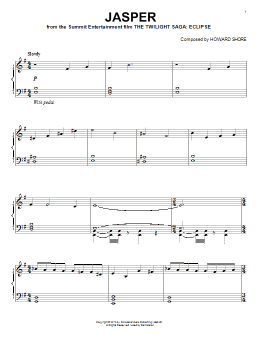 Learn to play Howard Shore Jasper sheet music for Piano in minutes. Howard Shore Jasper sheet music preview music notes and score for Piano including 3 page(s)