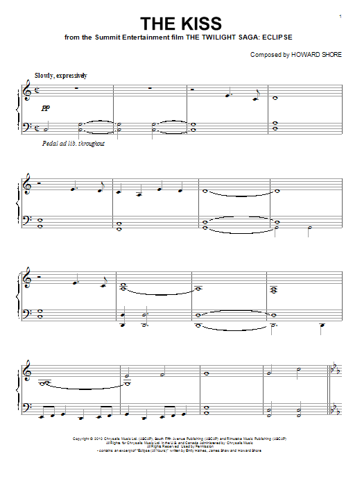 Learn to play Howard Shore The Kiss sheet music for Piano in minutes. Howard Shore The Kiss sheet music preview music notes and score for Piano including 4 page(s)