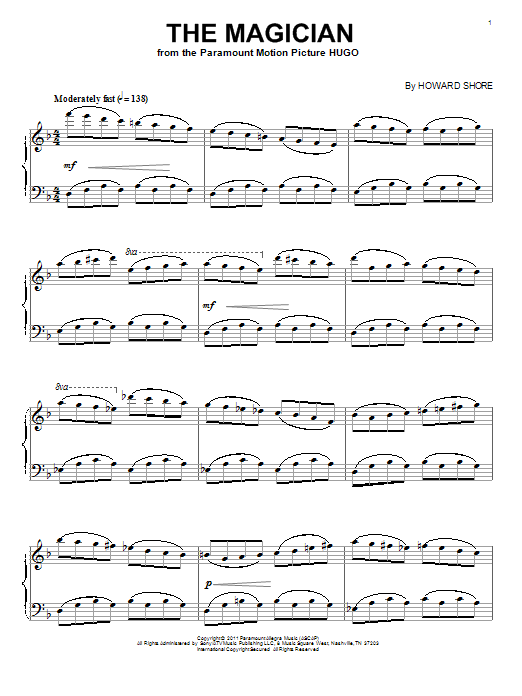 Learn to play Howard Shore The Magician sheet music for Piano in minutes. Howard Shore The Magician sheet music preview music notes and score for Piano including 6 page(s)