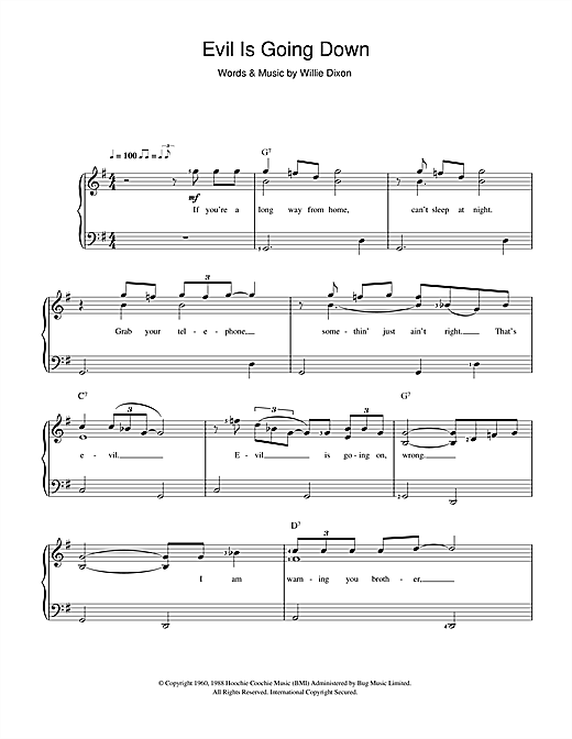 Learn to play Howlin' Wolf Evil (Is Going On) sheet music for Piano & Vocal in minutes. Howlin' Wolf Evil (Is Going On) sheet music preview music notes and score for Piano & Vocal including 2 page(s)