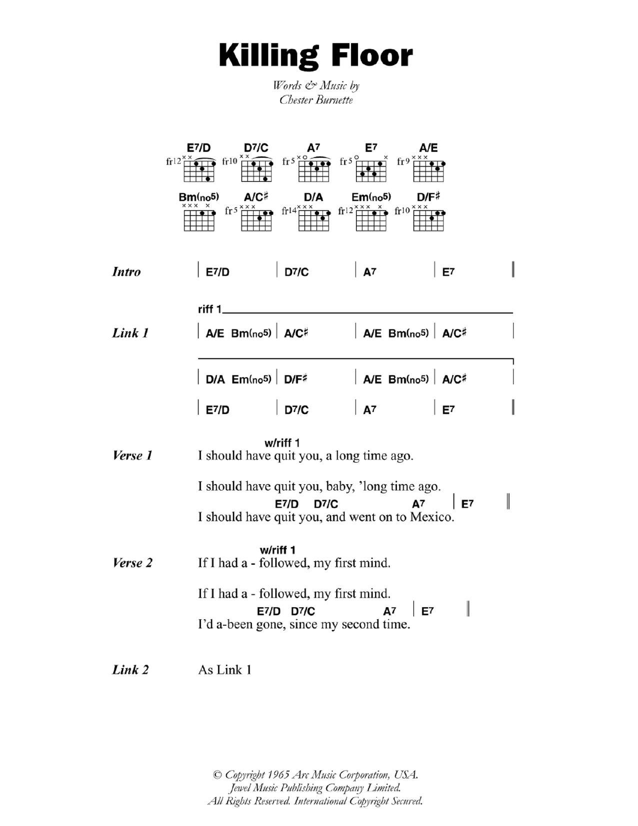 Learn to play Howlin' Wolf Killing Floor sheet music for Guitar Tab in minutes. Howlin' Wolf Killing Floor sheet music preview music notes and score for Guitar Tab including 5 page(s)