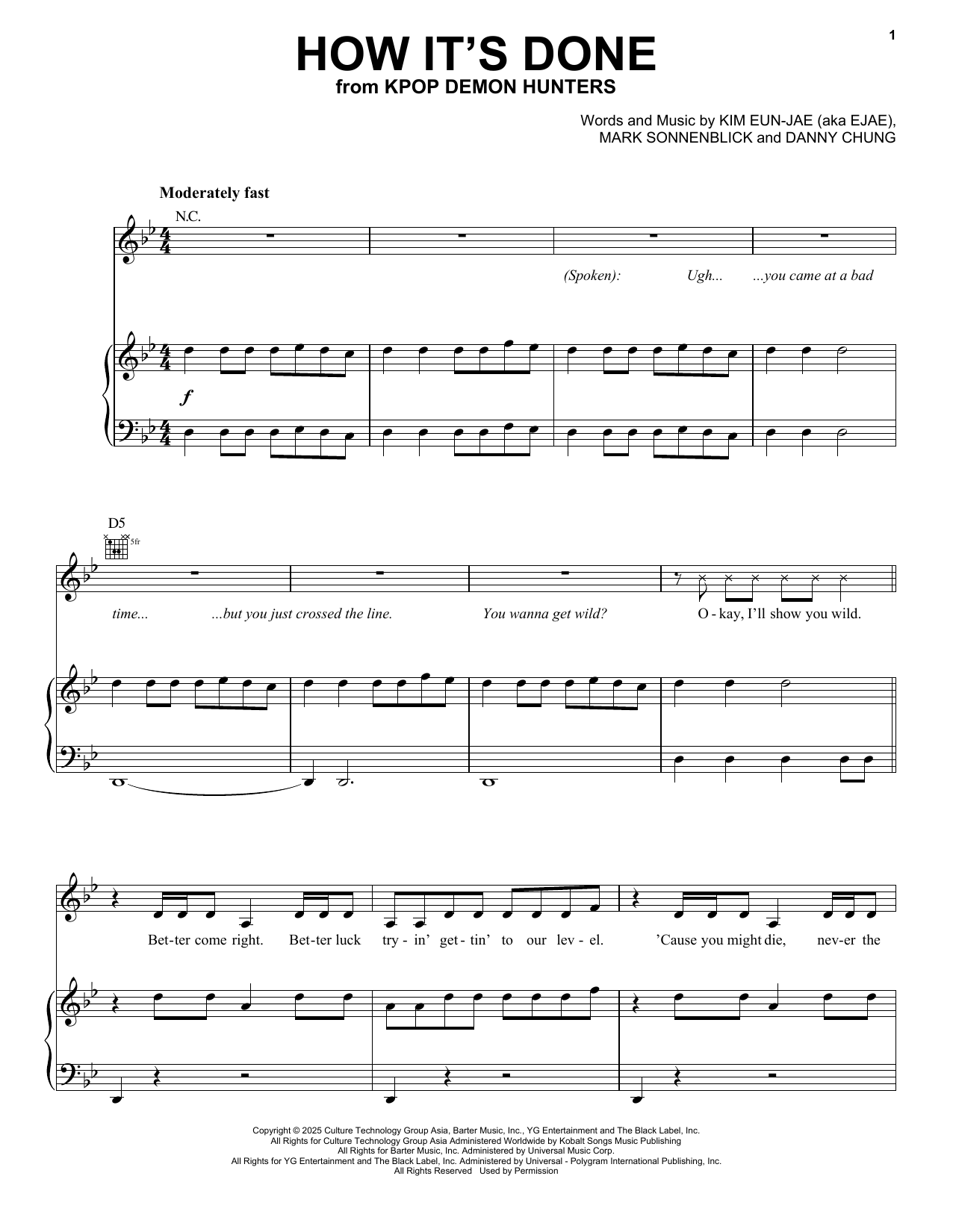 Huntr/X (Ejae, Audrey Nuna And Rei Ami) How It's Done (from KPop Demon Hunters) sheet music, chords, lyrics - Printable PDF for Piano, Vocal & Guitar Chords (Right-Hand Melody)