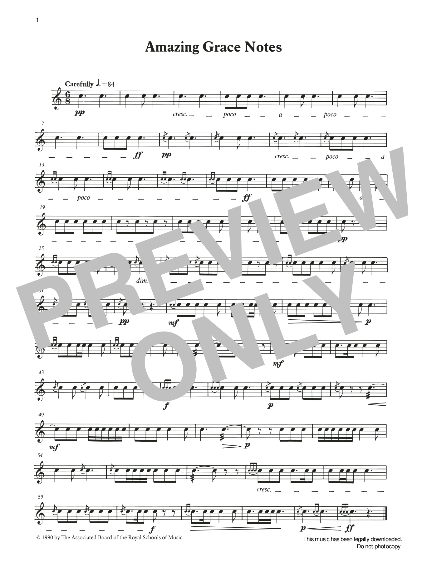 Ian Wright and Kevin Hathaway Amazing Grace Notes from Graded Music for Snare Drum, Book II sheet music, chords, lyrics - Printable PDF for Percussion Solo