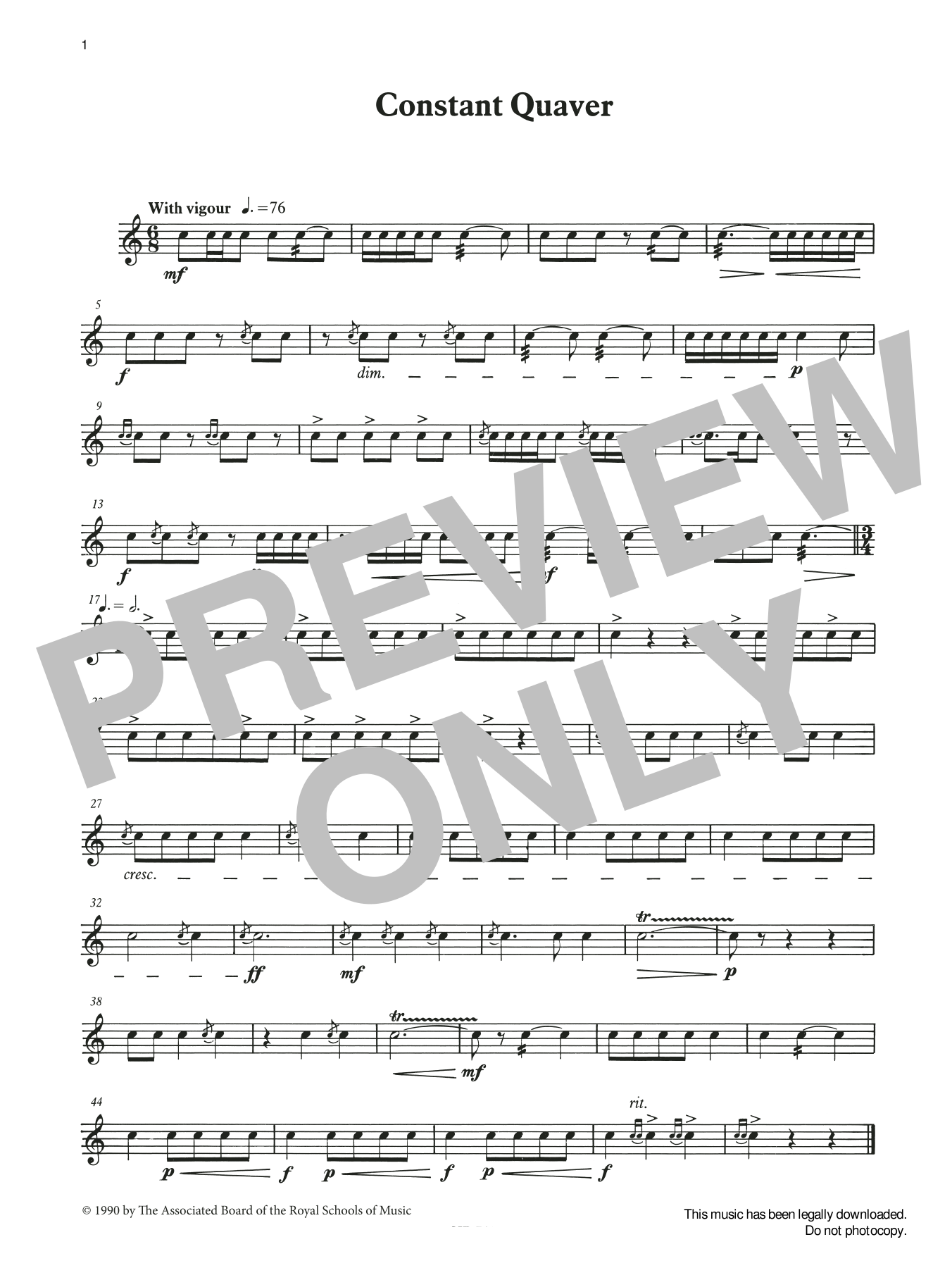 Ian Wright and Kevin Hathaway Constant Quaver from Graded Music for Snare Drum, Book II sheet music, chords, lyrics - Printable PDF for Percussion Solo