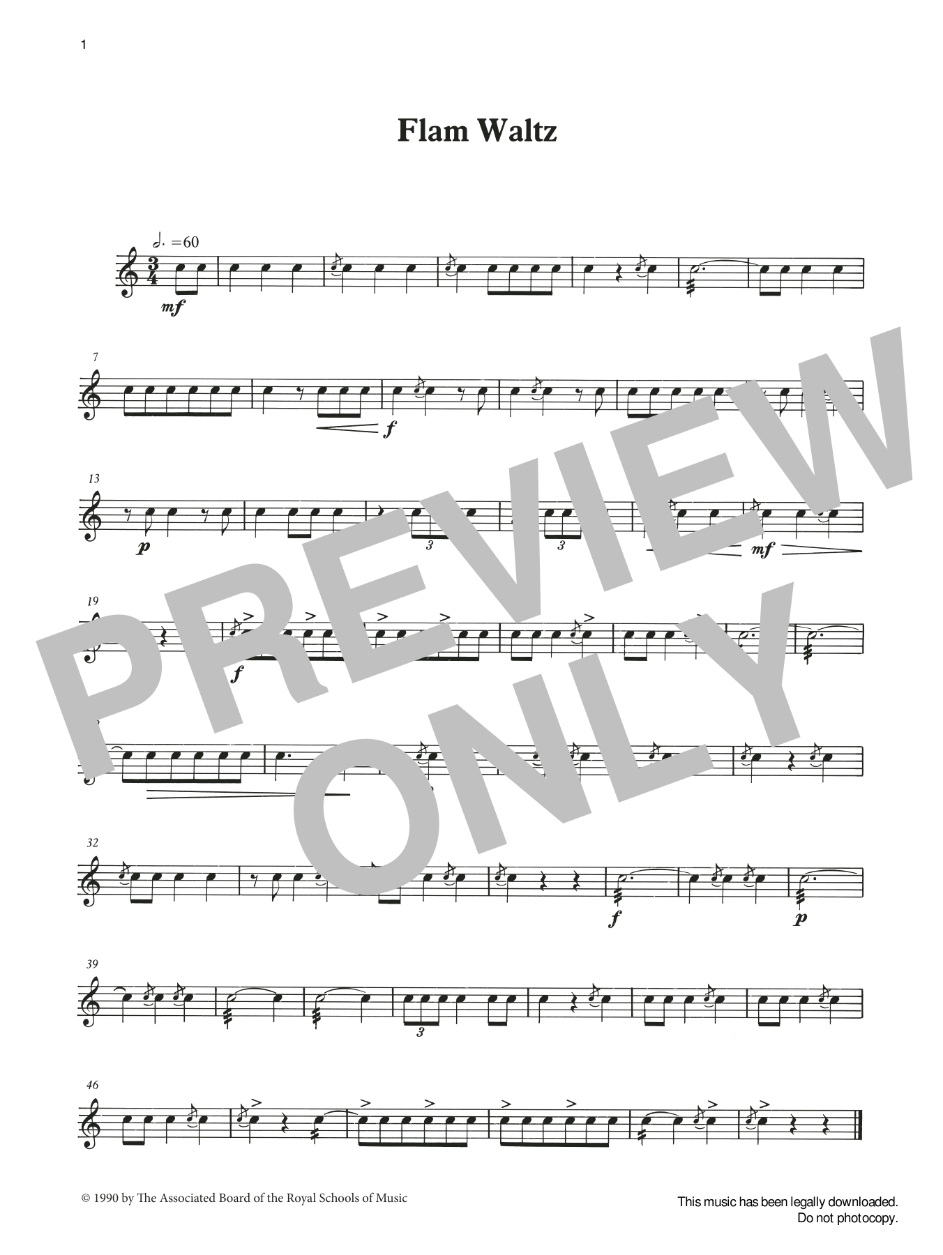 Ian Wright and Kevin Hathaway Flam Waltz from Graded Music for Snare Drum, Book II sheet music, chords, lyrics - Printable PDF for Percussion Solo