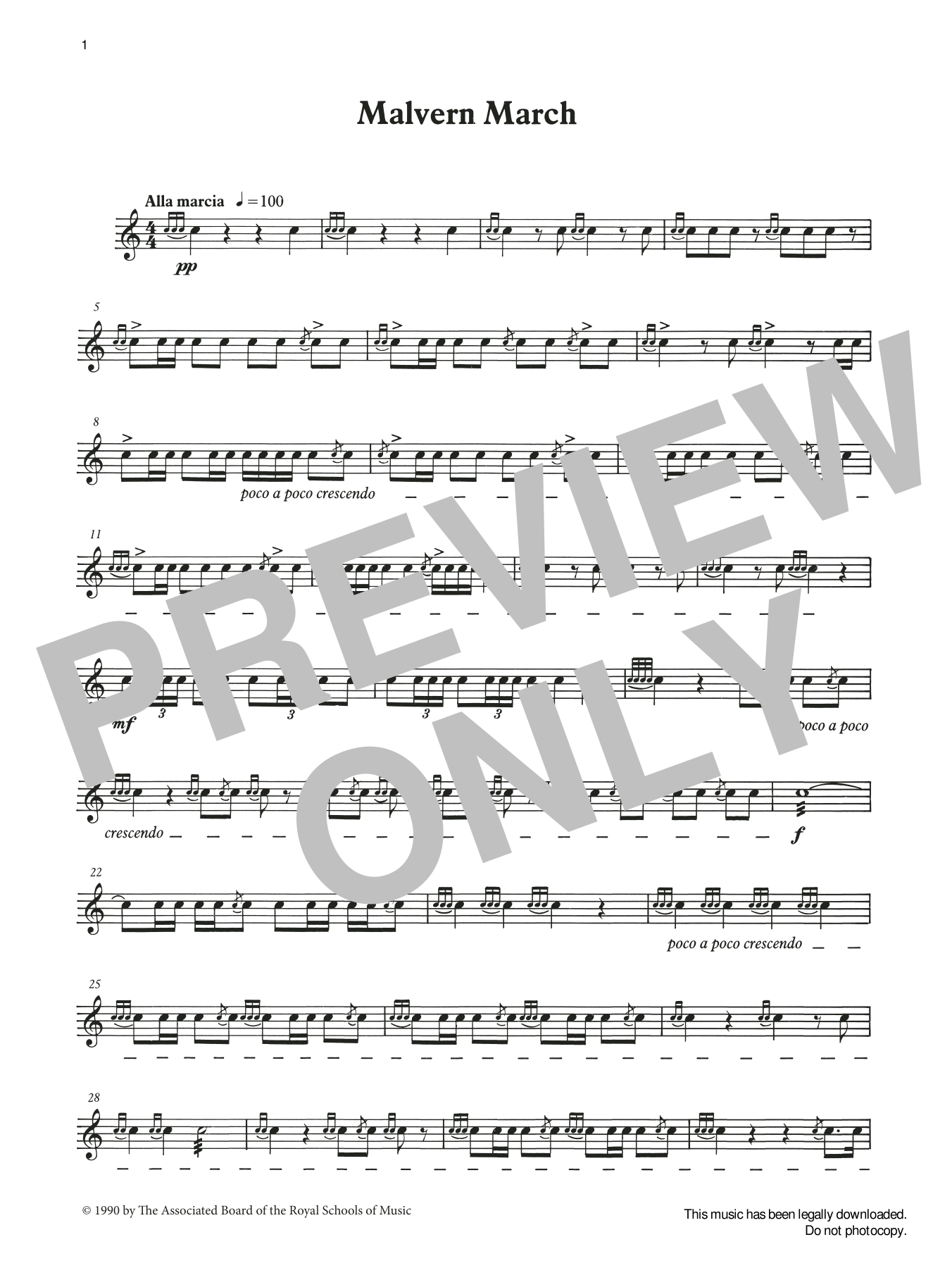 Ian Wright and Kevin Hathaway Malvern March from Graded Music for Snare Drum, Book III sheet music, chords, lyrics - Printable PDF for Percussion Solo