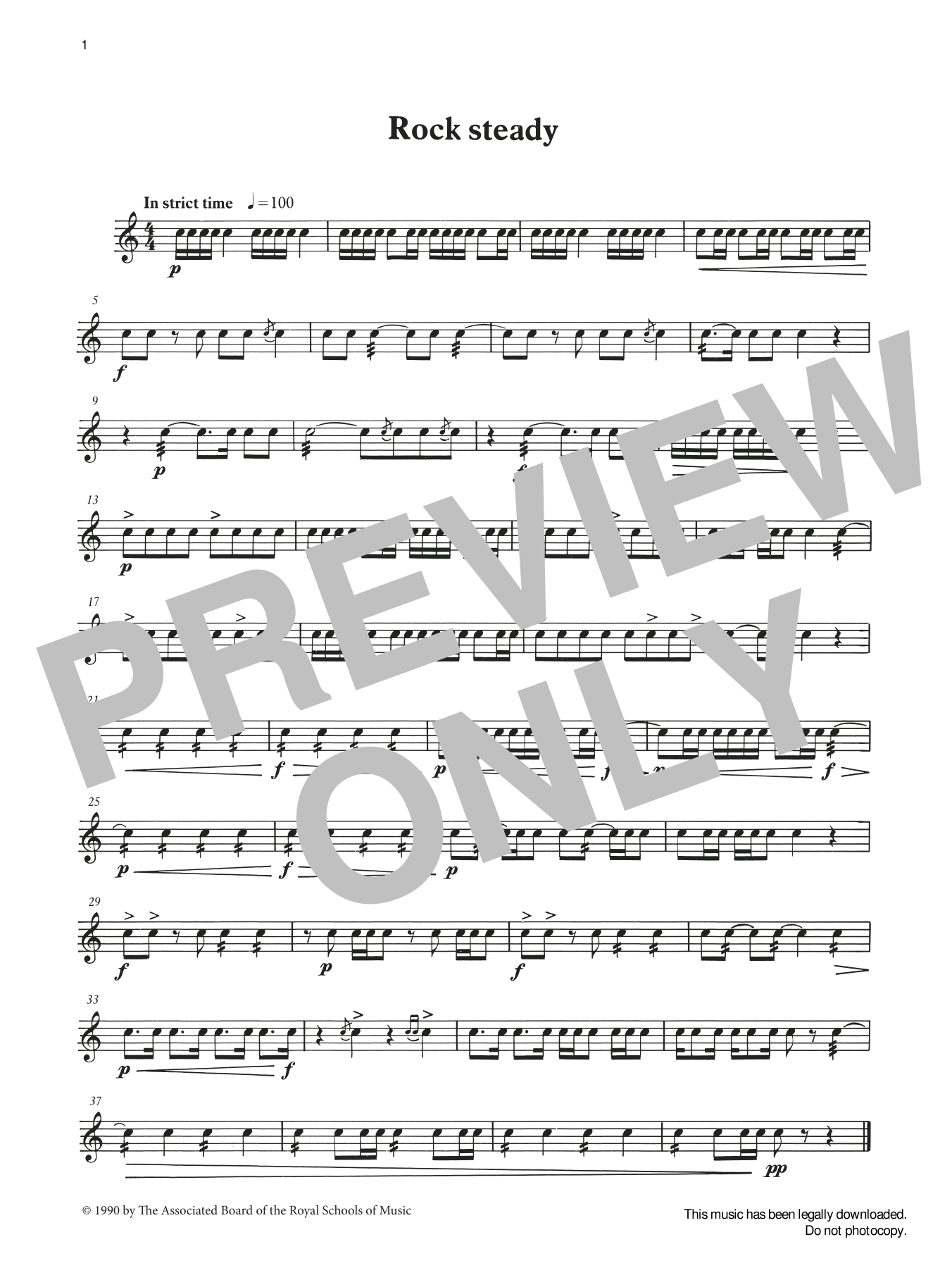 Ian Wright and Kevin Hathaway Rock Steady from Graded Music for Snare Drum, Book II sheet music, chords, lyrics - Printable PDF for Percussion Solo