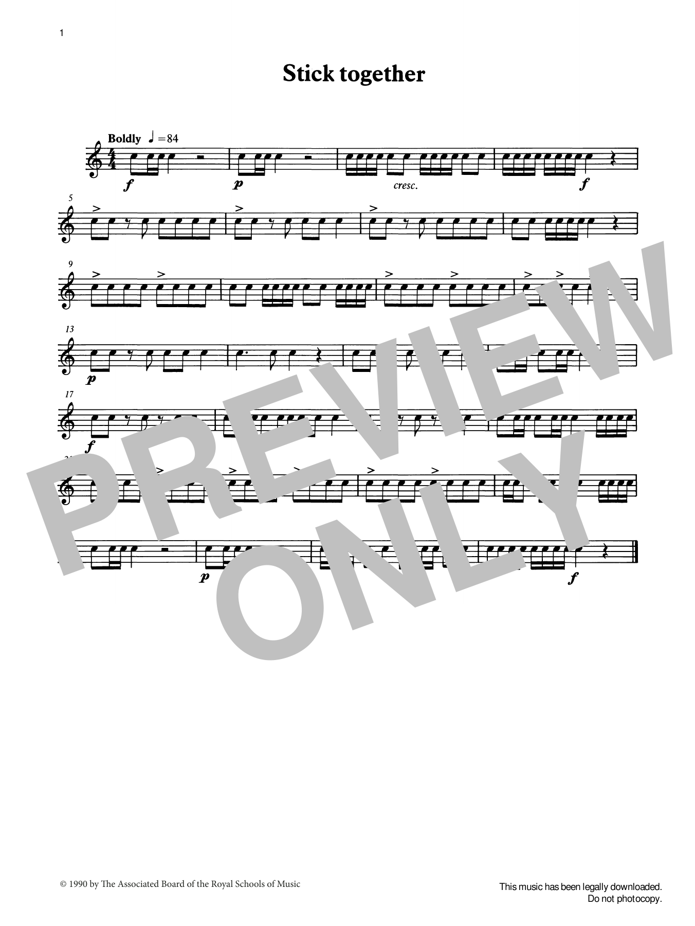 Ian Wright and Kevin Hathaway Stick Together from Graded Music for Snare Drum, Book I sheet music, chords, lyrics - Printable PDF for Percussion Solo