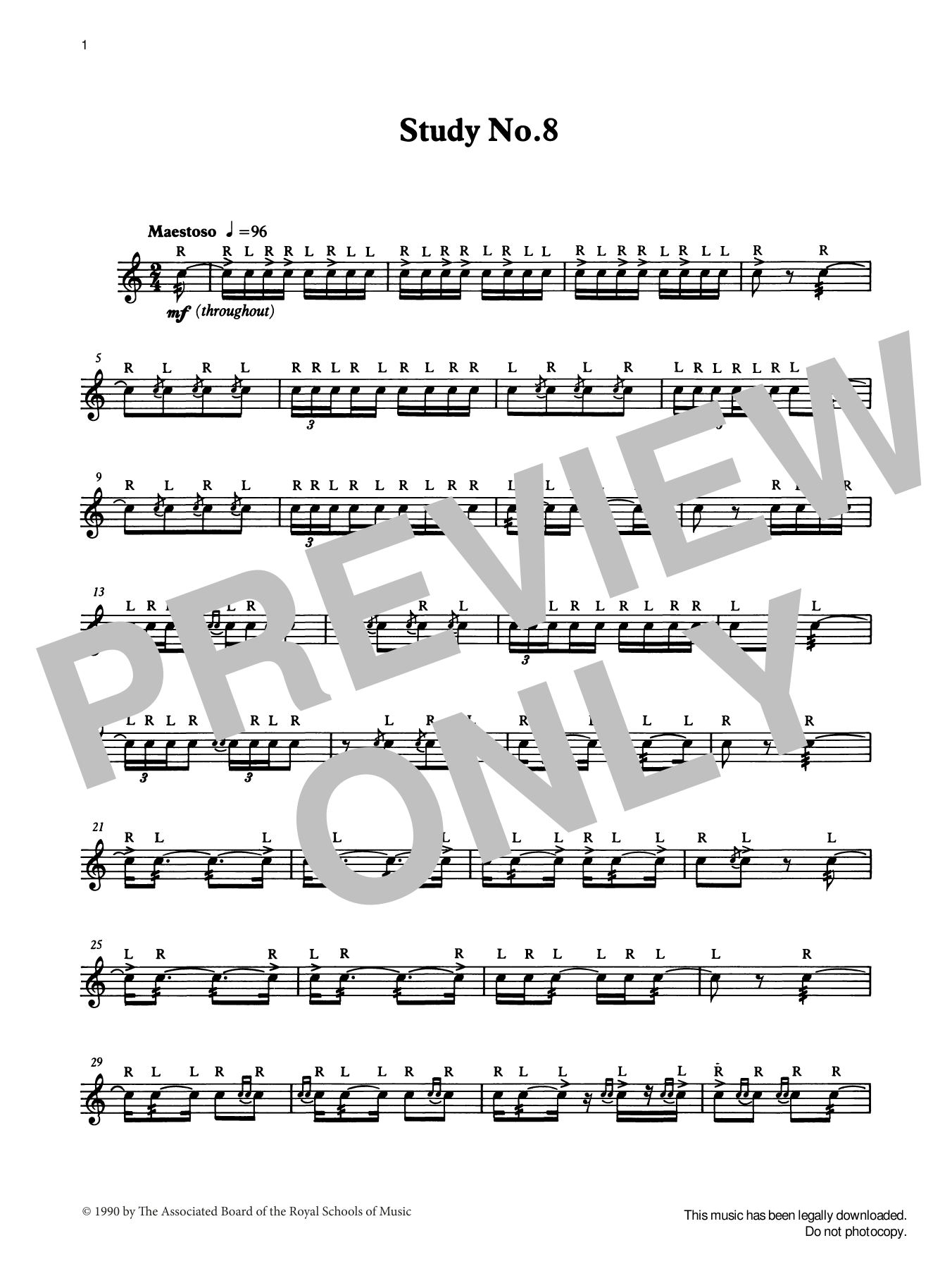 Ian Wright and Kevin Hathaway Study No.8 from Graded Music for Snare Drum, Book IV sheet music, chords, lyrics - Printable PDF for Percussion Solo