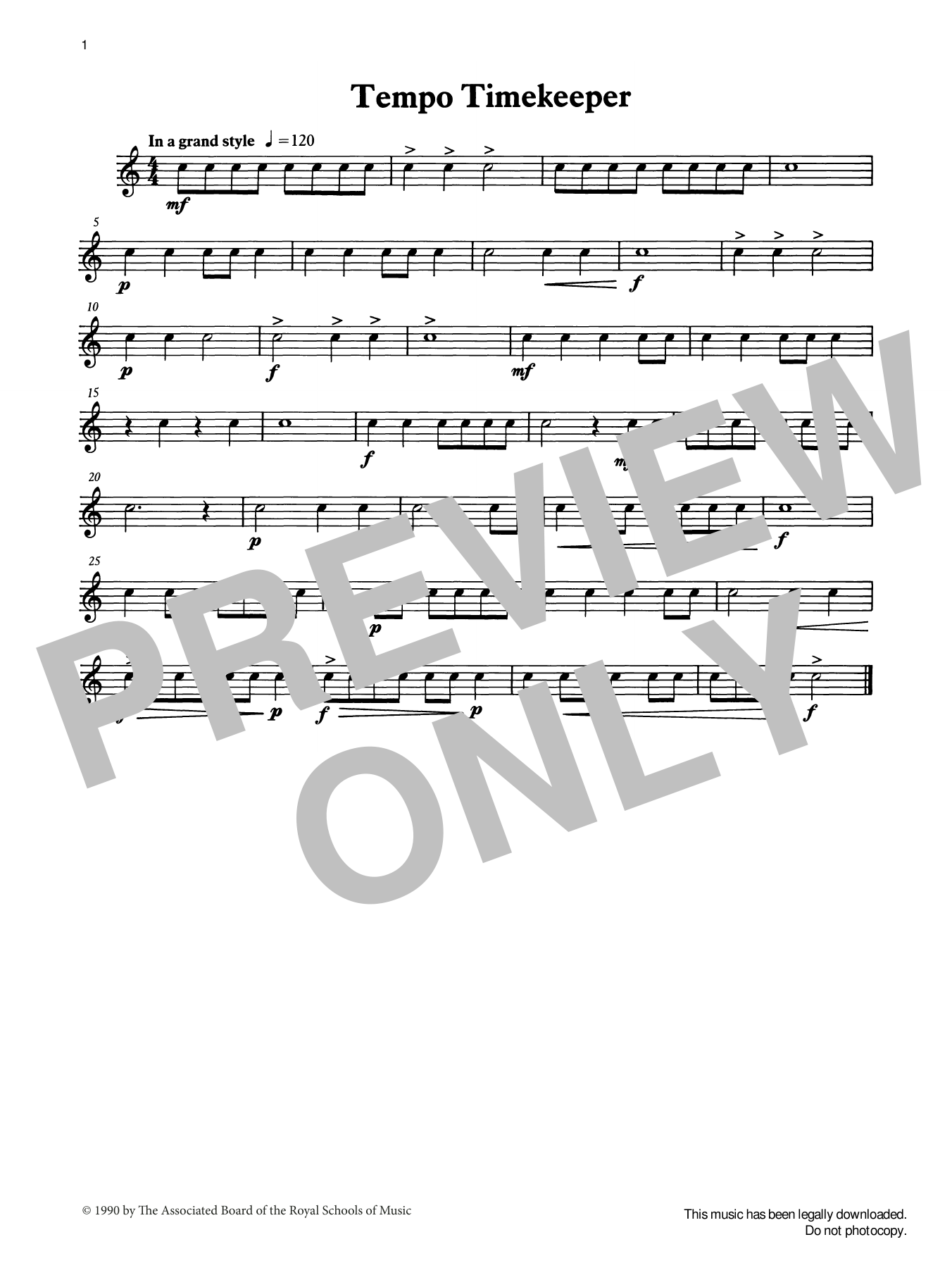 Ian Wright and Kevin Hathaway Tempo Timekeeper from Graded Music for Snare Drum, Book I sheet music, chords, lyrics - Printable PDF for Percussion Solo