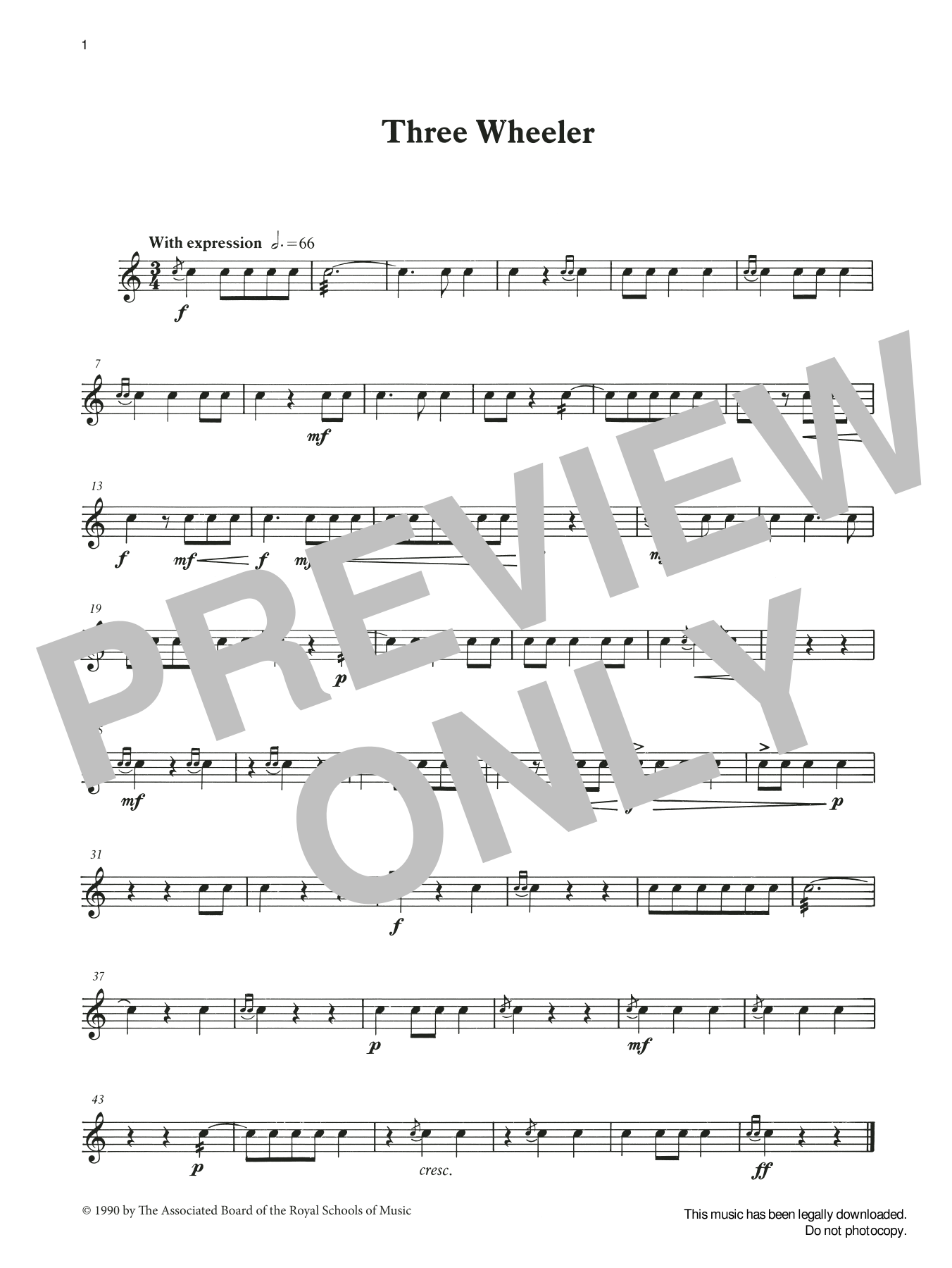 Ian Wright and Kevin Hathaway Three Wheeler from Graded Music for Snare Drum, Book II sheet music, chords, lyrics - Printable PDF for Percussion Solo