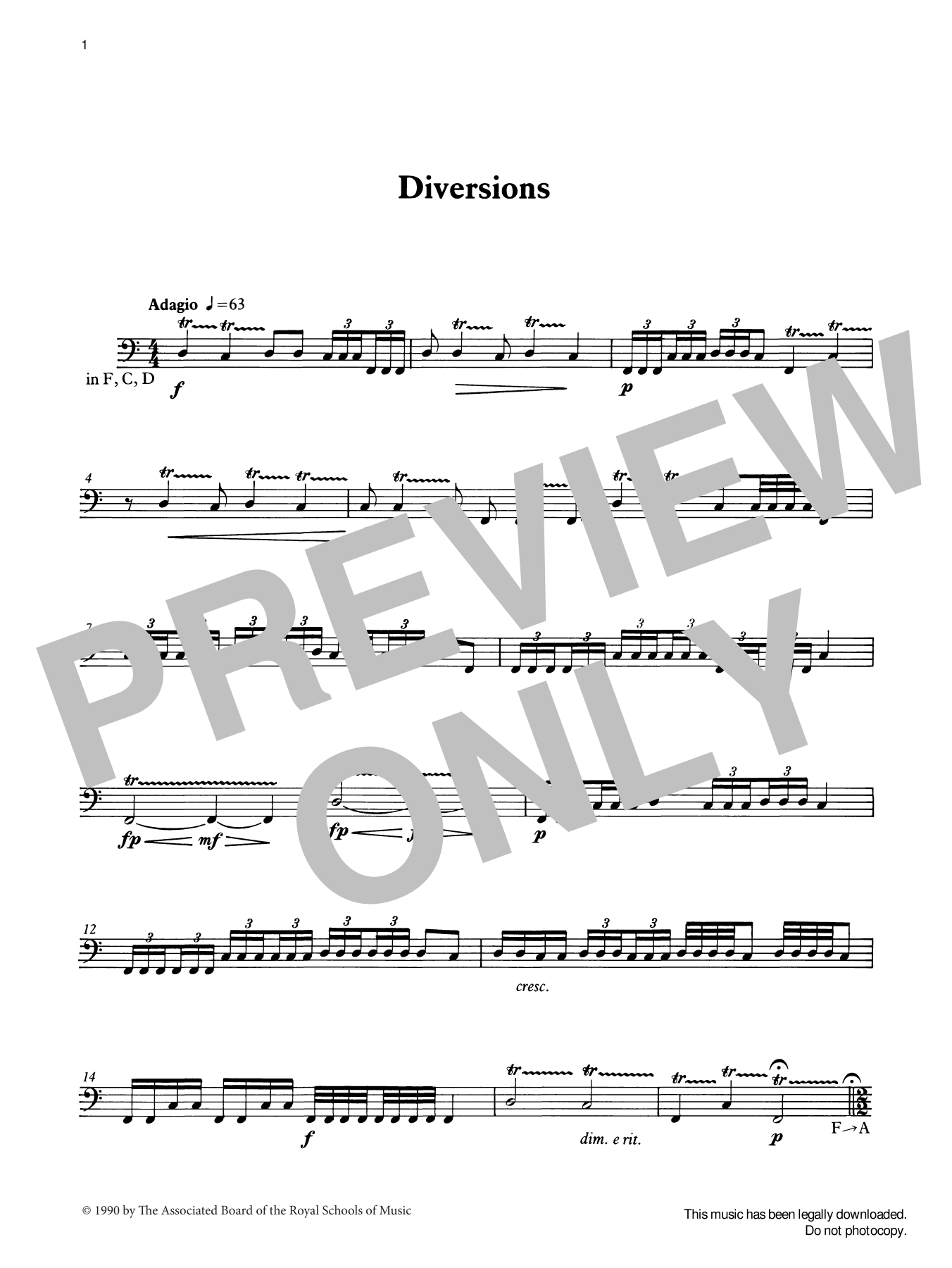 Ian Wright Diversions from Graded Music for Timpani, Book III sheet music, chords, lyrics - Printable PDF for Percussion Solo