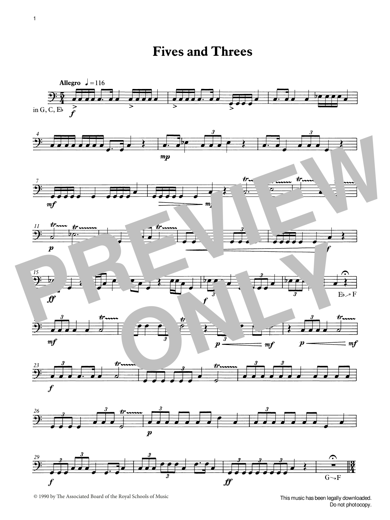 Ian Wright Fives and Threes from Graded Music for Timpani, Book III sheet music, chords, lyrics - Printable PDF for Percussion Solo