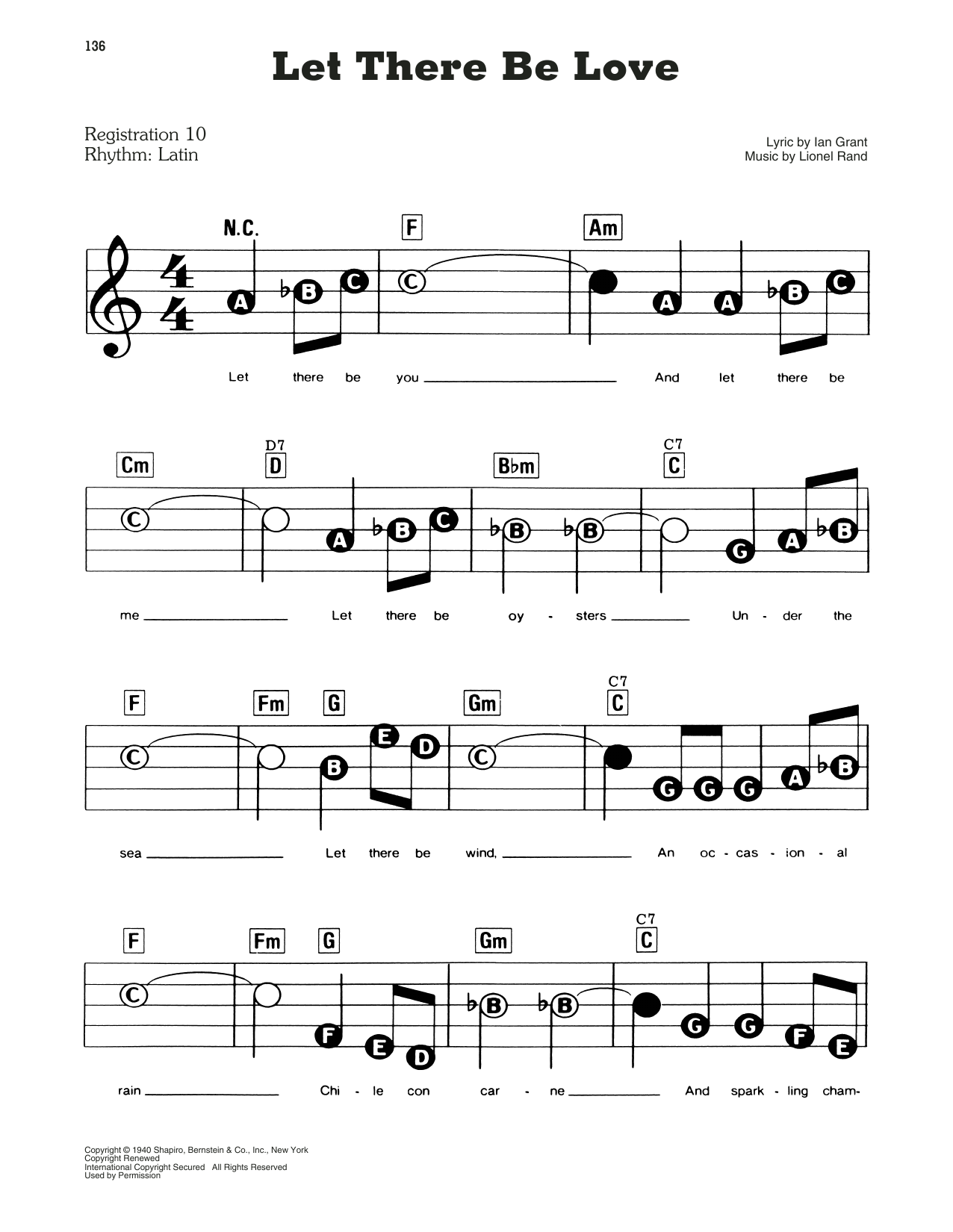 Learn to play Ian Grant and Lionel Rand Let There Be Love sheet music for E-Z Play Today in minutes. Ian Grant and Lionel Rand Let There Be Love sheet music preview music notes and score for E-Z Play Today including 2 page(s)
