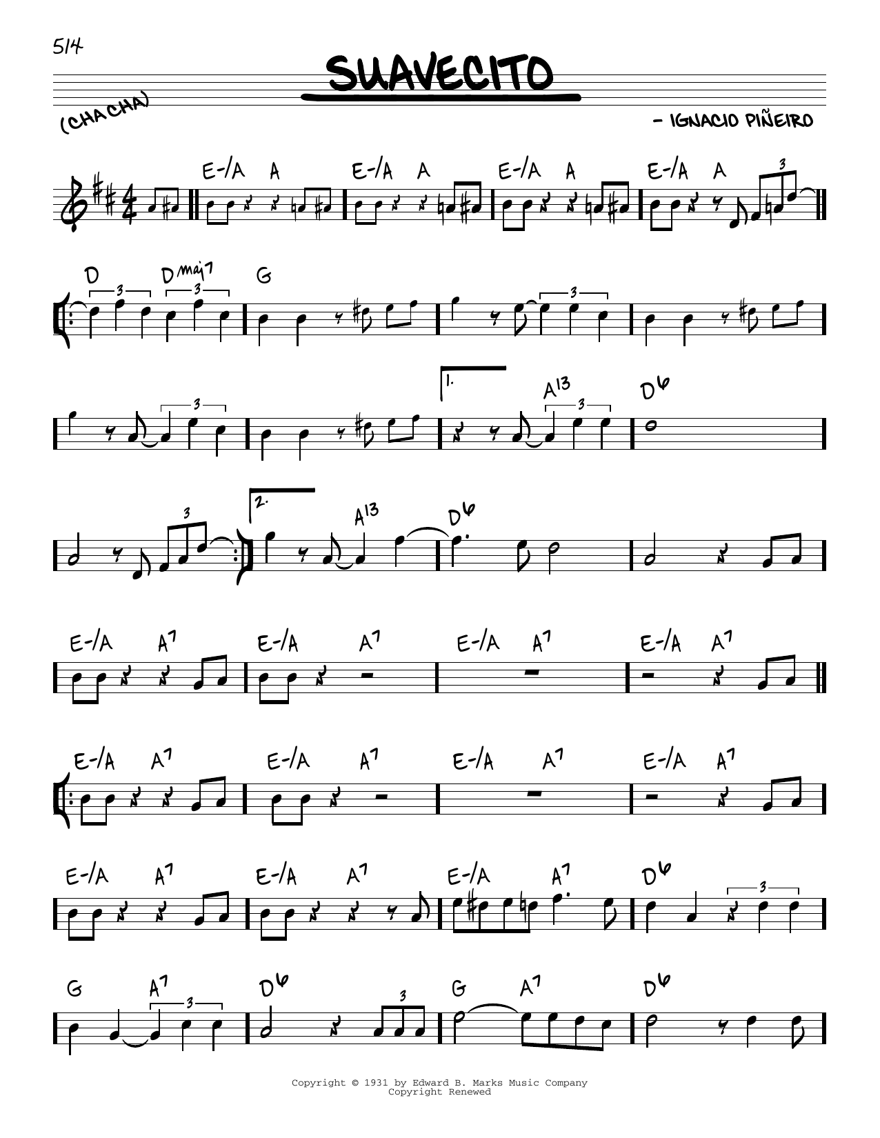Learn to play Ignacio Pineiro Suavecito sheet music for Real Book – Melody & Chords in minutes. Ignacio Pineiro Suavecito sheet music preview music notes and score for Real Book – Melody & Chords including 2 page(s)