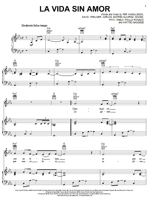 Learn to play Il Divo La Vida Sin Amor sheet music for Piano, Vocal & Guitar (Right-Hand Melody) in minutes. Il Divo La Vida Sin Amor sheet music preview music notes and score for Piano, Vocal & Guitar (Right-Hand Melody) including 8 page(s)