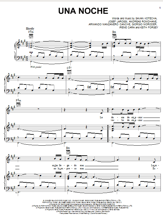 Learn to play Il Divo Una Noche sheet music for Piano, Vocal & Guitar (Right-Hand Melody) in minutes. Il Divo Una Noche sheet music preview music notes and score for Piano, Vocal & Guitar (Right-Hand Melody) including 6 page(s)