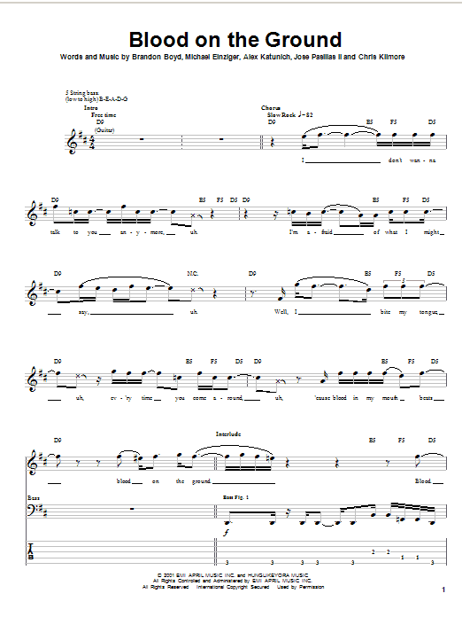 Learn to play Incubus Blood On The Ground sheet music for Bass Guitar Tab in minutes. Incubus Blood On The Ground sheet music notes and chords