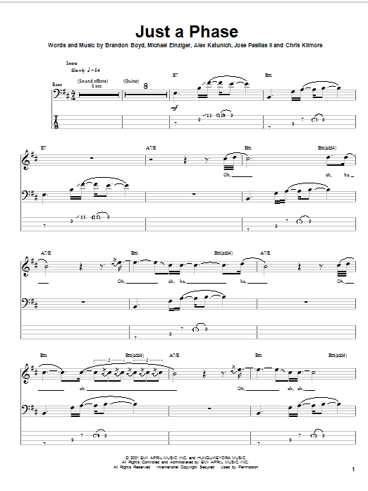 Learn to play Incubus Just A Phase sheet music for Bass Guitar Tab in minutes. Incubus Just A Phase sheet music notes and chords