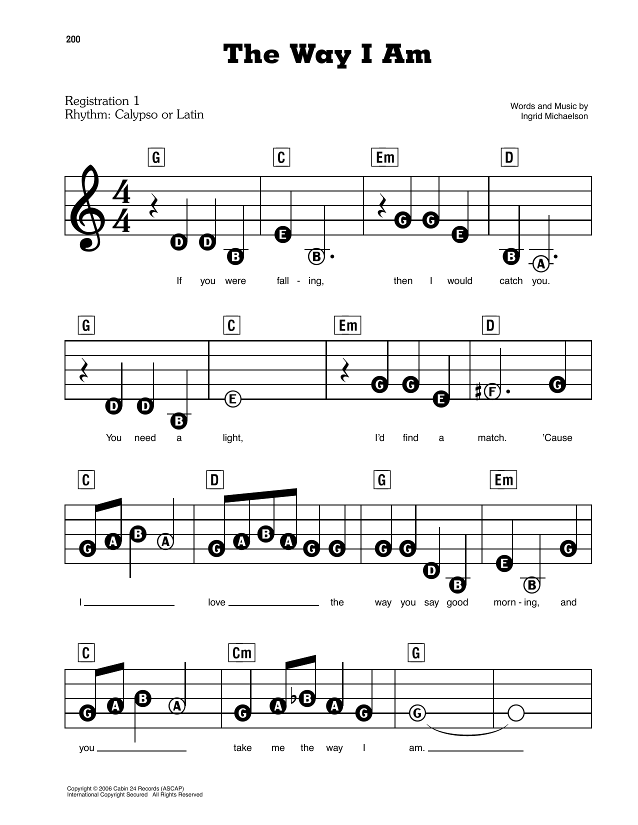Learn to play Ingrid Michaelson The Way I Am sheet music for E-Z Play Today in minutes. Ingrid Michaelson The Way I Am sheet music preview music notes and score for E-Z Play Today including 3 page(s)