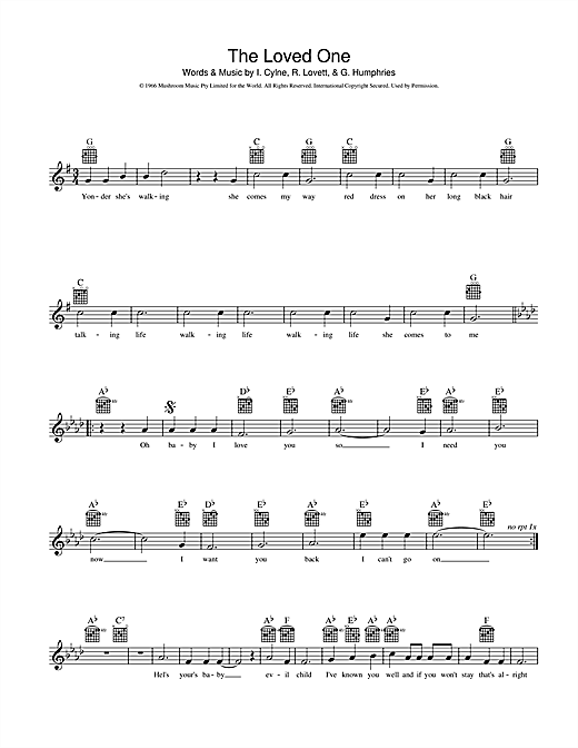 Learn to play INXS The Loved One sheet music for Melody Line, Lyrics & Chords in minutes. INXS The Loved One sheet music preview music notes and score for Melody Line, Lyrics & Chords including 2 page(s)
