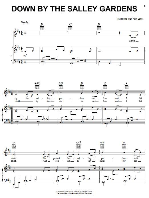 Learn to play Irish Folksong Down By The Sally Gardens sheet music for Easy Piano in minutes. Irish Folksong Down By The Sally Gardens sheet music preview music notes and score for Easy Piano including 2 page(s)