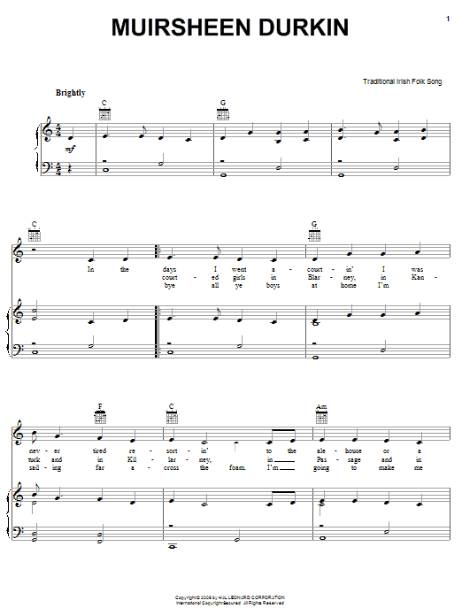 Learn to play Irish Folksong Muirsheen Durkin sheet music for Lyrics & Chords in minutes. Irish Folksong Muirsheen Durkin sheet music preview music notes and score for Lyrics & Chords including 2 page(s)
