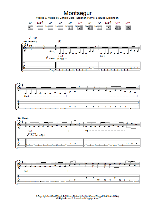 Learn to play Iron Maiden Montsegur sheet music for Guitar Tab in minutes. Iron Maiden Montsegur sheet music preview music notes and score for Guitar Tab including 13 page(s)