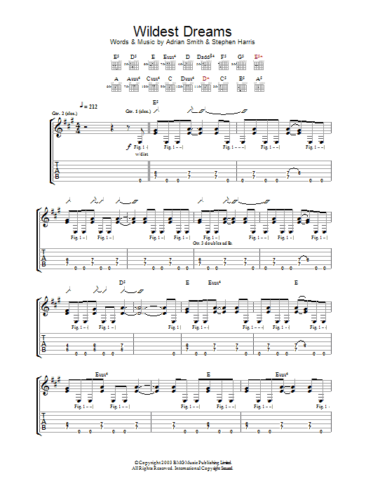 Learn to play Iron Maiden Wildest Dreams sheet music for Guitar Tab in minutes. Iron Maiden Wildest Dreams sheet music preview music notes and score for Guitar Tab including 9 page(s)