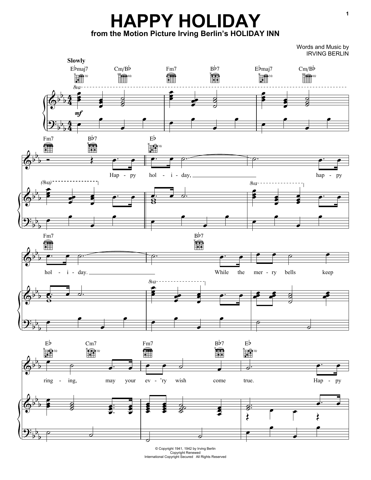 Learn to play Irving Berlin Happy Holiday sheet music for Piano (Big Notes) in minutes. Irving Berlin Happy Holiday sheet music preview music notes and score for Piano (Big Notes) including 2 page(s)