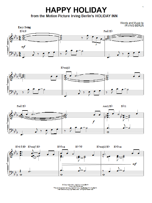 Learn to play Irving Berlin Happy Holiday sheet music for Piano in minutes. Irving Berlin Happy Holiday sheet music preview music notes and score for Piano including 5 page(s)