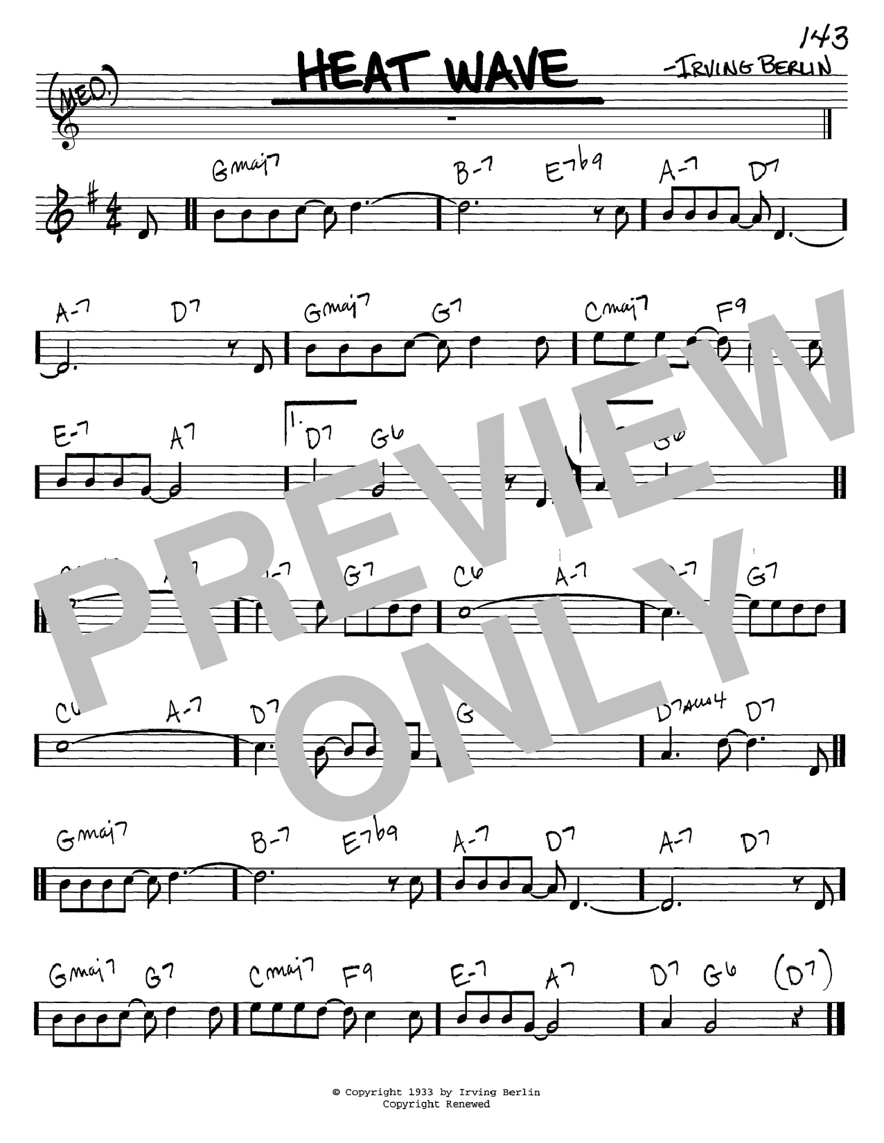 Learn to play Irving Berlin Heat Wave sheet music for Piano, Vocal & Guitar (Right-Hand Melody) in minutes. Irving Berlin Heat Wave sheet music notes and chords